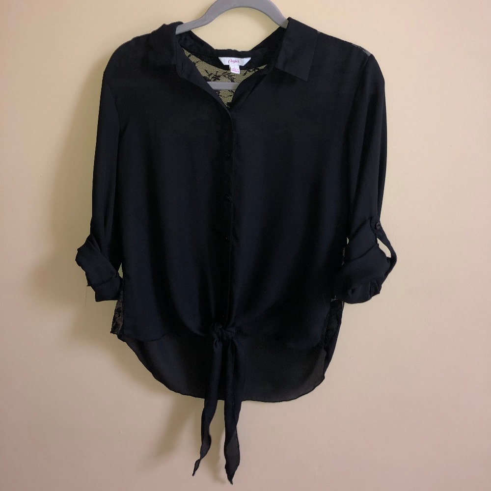 Button Up Lace Backed Blouse
